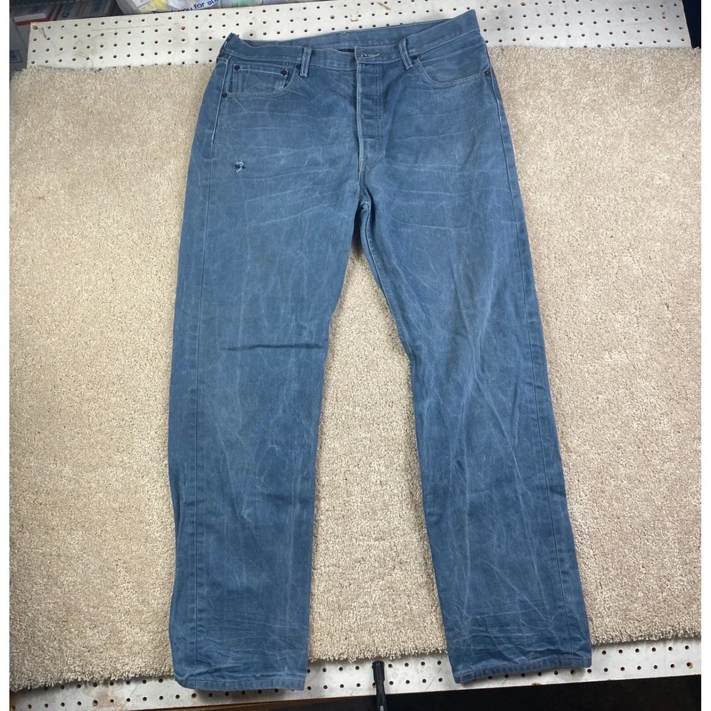 Levis 501 Original Straight Fit Blue Jeans Mens 36x34 Button Fly Denim Pants